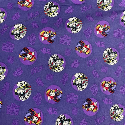 Villains Toss Disney Cruella Maleficent 100% Cotton Fabric