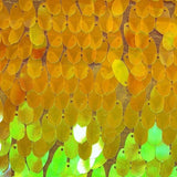 Yellow Iridescent Big Teardrop Transparent Sequins Mesh Fabric