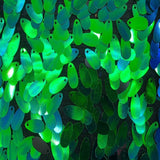 Green Iridescent Big Teardrop Transparent Sequins Mesh Fabric