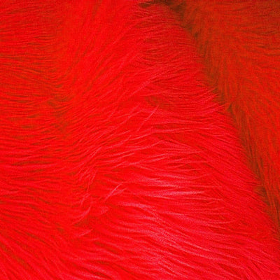 Fire Red Faux Fake Fur Long Pile Shaggy Fabric