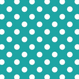 1" One Inch White Dots on Turquoise Poly Cotton Fabric