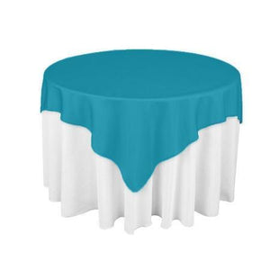 Turquoise Square Polyester Overlay Tablecloth 85" x 85"