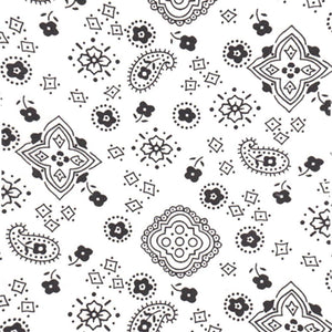 White Paisley Bandana Poly Cotton Fabric