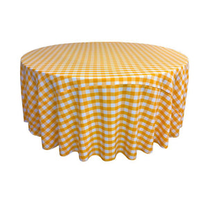 Dark Yellow Polyester Checkered Round 132"